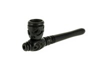 Holzpfeife Farbe: Schwarz schraubbar L 10 cm geschnitzt
