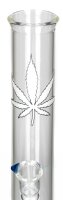 BamBamBhole Glasbong "Gerade mit Blatt" H 35 cm D 42 mm NS 14,5