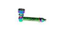 Metall Purpfeife - Regenbogen L 7,2 cm - Blister ink. 5 Siebe