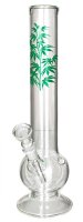 Growline Glasbong 14,5er - Bowl - mit Hanfpflanzen Aufdruck - H 30 cm D 40 mm WS 3 mm
