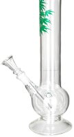 Growline Glasbong 14,5er - Bowl - mit Hanfpflanzen Aufdruck - H 30 cm D 40 mm WS 3 mm