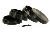 Black Leaf Alugrinder D 55 mm mit Pollinator/Sieb H 40 mm, CNC, 4-teilig Schwarz