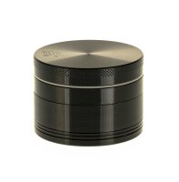 Black Leaf Alugrinder D 55 mm mit Pollinator/Sieb H 40 mm, CNC, 4-teilig Schwarz