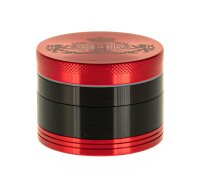 Alugrinder "Amsterdam " D 55 mm Pollinator/Sieb H 40 mm, CNC, 4-tlg. - Rot / Schwarz