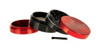 Alugrinder "Amsterdam " D 55 mm Pollinator/Sieb H 40 mm, CNC, 4-tlg. - Rot / Schwarz