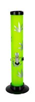 Acrylbong Grün mit Hanfblättern H 32,5 cm D 45 mm
