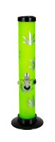 Acrylbong Grün mit Hanfblättern H 32,5 cm D 45 mm