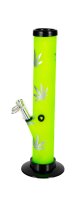 Acrylbong Grün mit Hanfblättern H 32,5 cm D 45 mm