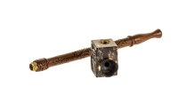 Holzpfeife mit Specksteinkopf L 16 cm