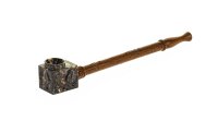 Holzpfeife mit Specksteinkopf L 16 cm