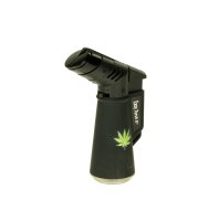 V-Fire Easy Torch Jet Feuerzeug - Freestyle Rubber "Hanf 3D" - Schwarz