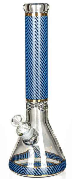 Heisenberg Glasbong 18,8er auf 14,5er "Carbon Beaker" - Blau - H 38 cm WS 7 mm D 13 cm verfügbarkeit b