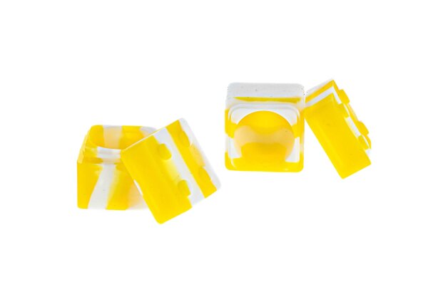Silikondose "Legostein" 3x3 cm Farbe: Gelb/Weiß