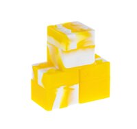 Silikondose "Legostein" 3x3 cm Farbe: Gelb/Weiß