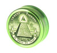 Alugrinder H 20 mm, D 50 mm, Black Leaf "In Weed We Trust"