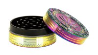 Grace Glass Amsterdam Grinder - Leaf & Amsterdam Schriftzug - Rainbow - D 50 mm