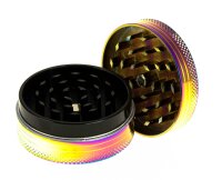 Grace Glass Amsterdam Grinder - Leaf & Amsterdam Schriftzug - Rainbow - D 50 mm