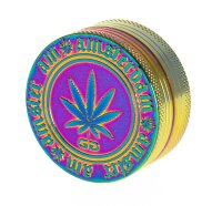 Grace Glass Amsterdam Grinder - Leaf & Amsterdam Schriftzug - Rainbow - D 50 mm