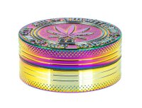 Grace Glass Amsterdam Grinder - Leaf & Amsterdam Schriftzug - Rainbow - D 50 mm