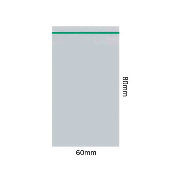 Tütchen 60x80 mm mit grünem Streifen - schmale Öffnung - 50µ