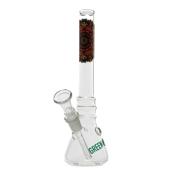 Greenline Glasbong 14,5er - mit Bauch & Mandala Motiv - H 22 cm D 21 mm