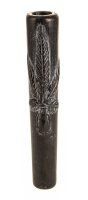 Pondicherry-Shillum aus Ton mit Tonsteinsieb im Samtsack L 20 cm