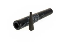Pondicherry-Shillum aus Ton mit Tonsteinsieb im Samtsack L 20 cm