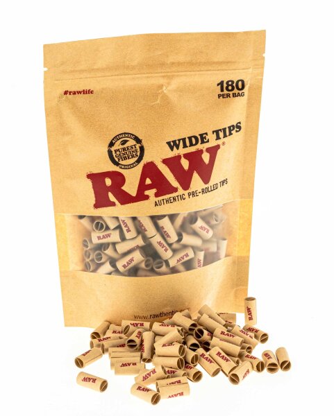 RAW vorgerollte Filtertips Wide - unbleached - D 8 mm L 18 mm - 180 Stk.