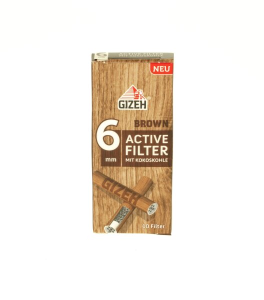 GIZEH Brown - Aktivkohlefilter 10 Stück 6 mm