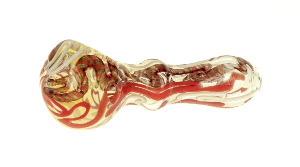 G-Spot Glaspfeife 10 cm blau/rot verziert Nr.35