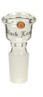 Glaskopf "Standard" Black Leaf - NS 14,5 mm - Klar (mit buntem Knopf)