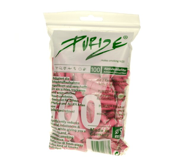 Purize Aktivkohlefilter - Regular - 9 mm - 100 Stk. - Pink