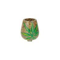 Specksteinkopf - schraubbar- mit Hanfblatt bemalt - Groß H 4 cm D 1,8 cm