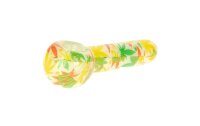 Purpfeife aus Glas - Rasta Weed Leaves - Bunt - L 12,5 cm