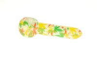 Purpfeife aus Glas - Rasta Weed Leaves - Bunt - L 12,5 cm