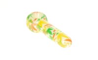 Purpfeife aus Glas - Rasta Weed Leaves - Bunt - L 12,5 cm