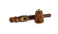 Holzpfeife / Kawumm mit Specksteineinsatz L 11,5 cm - Braun