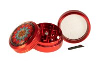 Black Leaf - Pollinator Grinder 4tlg. H 48 mm D 50 mm "Mandala" mit Glaskuppel - Rot