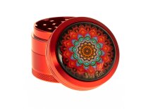 Black Leaf - Pollinator Grinder 4tlg. H 48 mm D 50 mm "Mandala" mit Glaskuppel - Rot