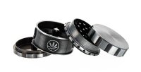 Pollinator Grinder "Industrial Hanfblatt" D 50 mm - Silber/Schwarz