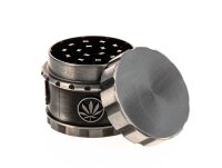 Pollinator Grinder "Industrial Hanfblatt" D 50 mm - Silber/Schwarz