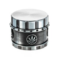 Pollinator Grinder "Industrial Hanfblatt" D 50 mm - Silber/Schwarz