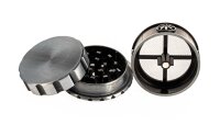 Pollinator Grinder "Industrial Hanfblatt" D 50 mm - Silber/Schwarz