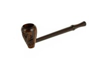 Purpfeife aus Rosenholz mit Hanfbaltt verziert steckbar L 11 cm