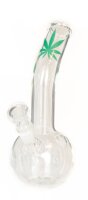 Glasbong Leaf 12er - Bauch & Knick + Hanfblatt in Grün - H 16 cm D 24 mm