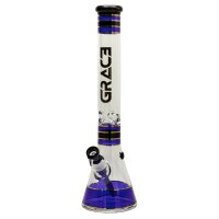 Grace Glass Glasbong 18,8er auf 14,5er - Beaker Classic Blue - H 45 cm D 50 mm WS 7 mm - Blau/Schwarz