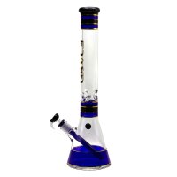 Grace Glass Glasbong 18,8er auf 14,5er - Beaker Classic Blue - H 45 cm D 50 mm WS 7 mm - Blau/Schwarz