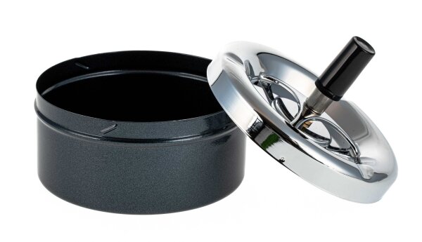 Schleuder Aschenbecher D 11 cm H 5 cm Schwarz Metallic