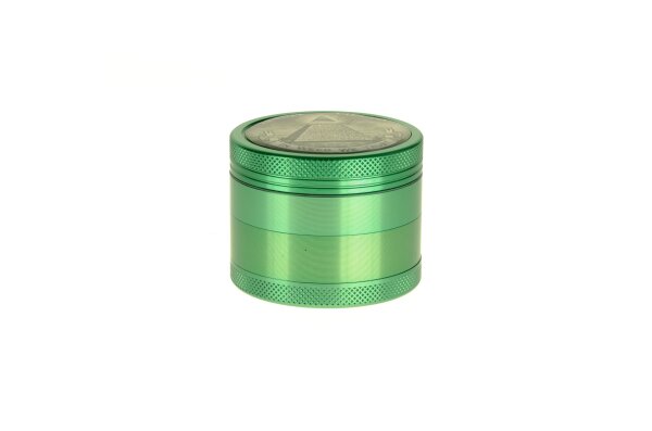 Black Leaf Pollinator Grinder mit Bild - Illuminaten Pyramide - D 50 mm H 40 mm - Grün
