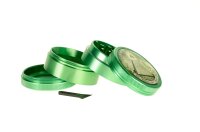 Black Leaf Pollinator Grinder mit Bild - Illuminaten Pyramide - D 50 mm H 40 mm - Grün